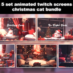 5 Set Animated Background Bundle - Christmas Edition | Twitch Stream Screens | Twitch Loading Screens | Animated Screens | Cute Cat
