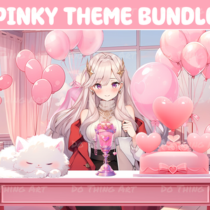 Pinky Theme Party Decoration Bundle | VtuberAssets | Twitch Overlay | Valentine Theme | Streamer Deco