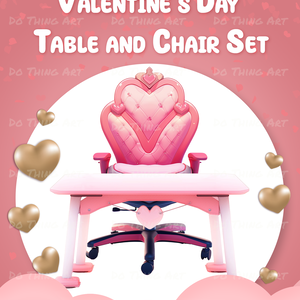Vtuber Assets | Valentine Table and Chair | Pinky Kawaii Furniture | Cute Twitch Assets | Valentine's Day Gift | Pink Table and Chair