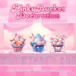 Vtuber Asset | Valentine Day Pinky Bucket | Twitch Decoration | Party Decoration | Cute Birthday Desserts | Kawaii Pinky Desserts | Sweet