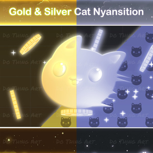 Cute Cat Stream Transition | Golden & Silver Cat Twitch Assets | OBS Assets | Streamlabs Assets | Twitch Transition | Scenes Stinger
