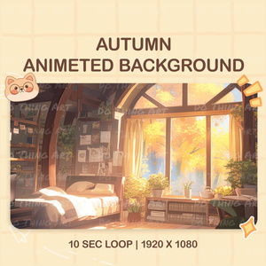 VTUBER Asset | Autumn Animated Background | Twitch Stream Background | Youtubers Background | Twitch Screen | Autumn Season Assets | LoFi