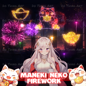 Vtuber Asset Maneki Neko Fireworks | Chinese New Year Theme | Festive Twitch Streammer Decor | Lunar New Year | Party Decoration | CuteNeko