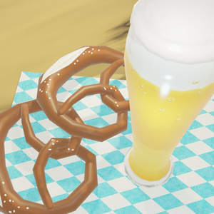 プレッツェルと白ビール【無料セット】　Free 3Dmodel Pretzel and Wheat beer