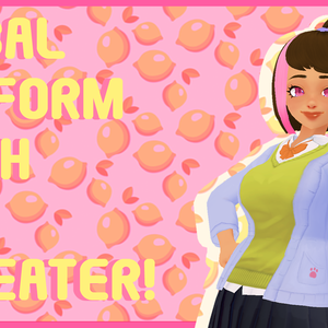  (VRoid) Kogyaru Uniform With Cat Sweater!
