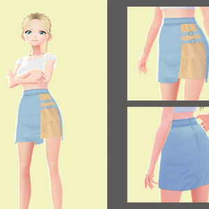 Blue pencil skirt VRoid Orange 