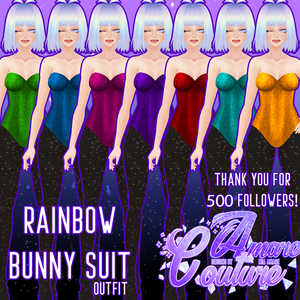 [AC] 500 FOLLOWERS - RAINBOW BUNNY SUIT OUTFIT