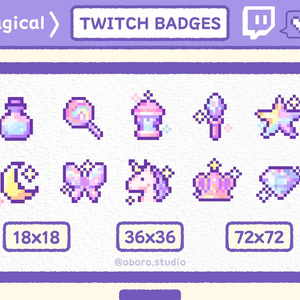 Twitch ピクセル魔法バッジセット / Pixel Magical Badge Set