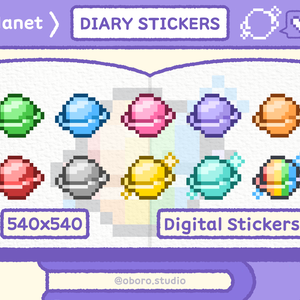 ピクセル惑星ステッカーセット / Pixel Planets Sticker Pack