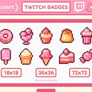 Twitch ピクセルデザートバッジセット / Pixel Dessert Badge Set