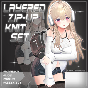 [4アバター対応] Layered Knit Zip-Up Set (VRC 3Dアイテム) 缩略图 4