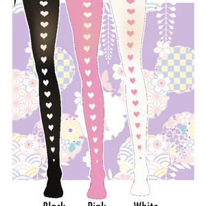 Pink with white Heart Stocking Nylon Tights Lolita Vroid Textures