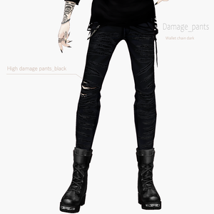 ダメージパンツ黒【VRoid用テクスチャ】