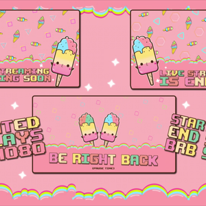 ON SALE!! ANIMATED Twitch / KICK / YOU TUBE Stream Package | KAWAII Theme |SUMMER | rainbow | pink | popsicle | Streamer Graphics / Overlay