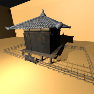 【3D建物】お堂（ローポリ）