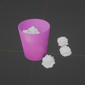 【3Ｄ小道具】ゴミ箱と紙くずセット