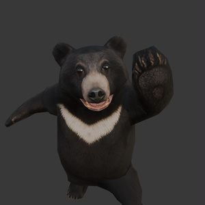 【3Dキャラクター】ツキノワグマ(ローポリ)