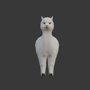 【3D動物】アルパカのゆきちゃん(ローポリ)