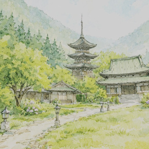 【ワールド・環境】水彩の日本風景01 SKYBOXテクスチャ