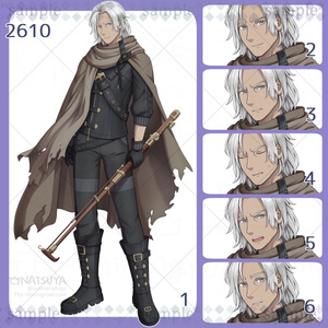【立ち絵】2610【表情6種】イメージ：男性、近未来、冒険者、傭兵