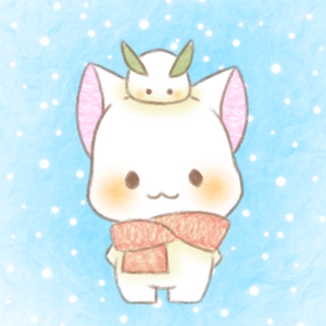 雪うさぎ　猫さん　背景あり
