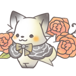 赤薔薇に白狐さん。