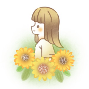 向日葵と女の子。