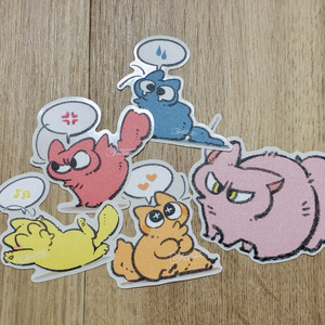 희로애락 고양이 스티커 5종 포장
