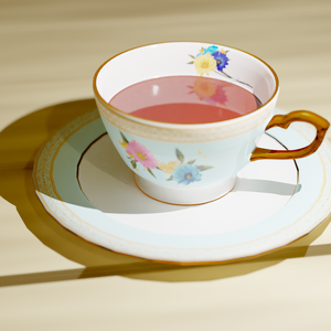 【3Dモデル】花柄ティーカップ