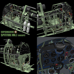 スピットファイア　コクピット　3Dデータ