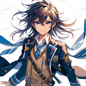 【学園】決意に満ちたアニメ風の男子学生