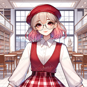 【一枚絵】眼鏡少女と図書館_背景