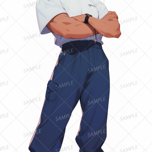 【私服】サングラスをかけたハンサムな筋肉質の男性_立ち絵