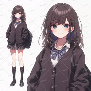 【学園】黒髪のしっかり者な女子学生_立ち絵