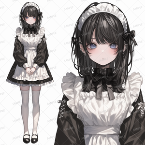 【ファンタジー】困り顔の黒髪メイド_立ち絵