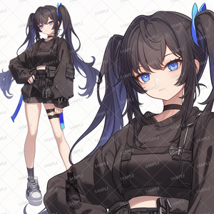 【私服】ツインテールの黒髪のクールな少女_立ち絵