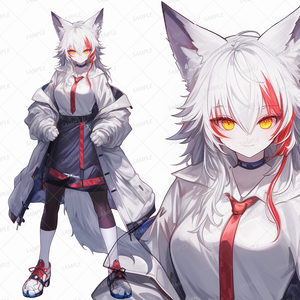 【獣人】黄色い眼の白髪少女_立ち絵