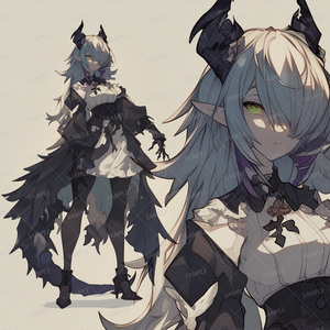 【獣人】竜の黒角目隠れ少女_立ち絵
