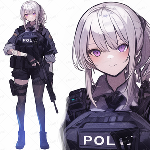 【仕事】アサルトライフルを装備したポリス少女_立ち絵