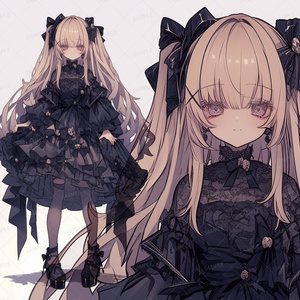 【ファンタジー】黒ドレスの金髪ツインテール少女_立ち絵