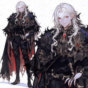 【ファンタジー】白髪赤眼のヴァンパイア紳士_立ち絵