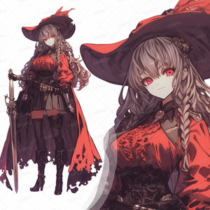 【ファンタジー】赤い瞳のゴシック魔法剣士_立ち絵
