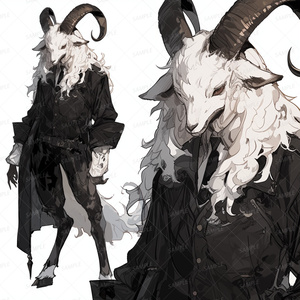 【獣人】ダークスーツの白山羊紳士_立ち絵