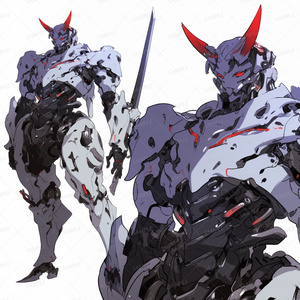 【メカ】鬼の角を持つブレード付き戦闘メカ_立ち絵