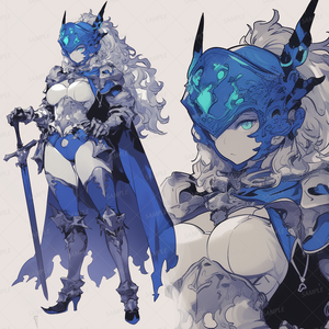 【ファンタジー】青い鎧を着た銀髪の女騎士_立ち絵