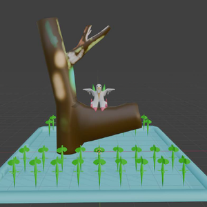 3D素材　草木とペリカン