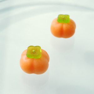 季節の和菓子【柿】フェイク和菓子耳飾り