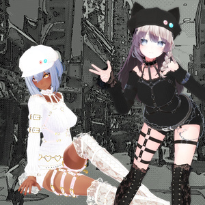 【複数アバター対応】黒猫白猫ゴスパンクセット 缩略图 3