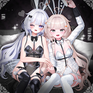 桃豆こまもち タペストリー こぼねちゃん みるくちゃん オリジナル 🍨♡ - 桃豆こまもち🍡コラボカフェのイラスト - pixiv