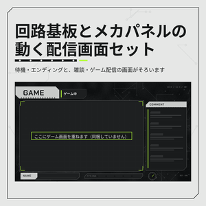 回路基板とメカパネルのかっこいい動く配信画面セット【待機画面・エンディング・雑談・ゲーム配信／パーツ・チャットCSS付き／Vtuber素材】